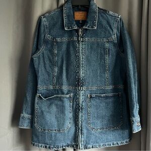 NWT Lucky Brand Star Embellished Grommet Jean Jacket. Size L.